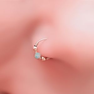 Fire Opal Nose Ring Cartilage Hoop Earring